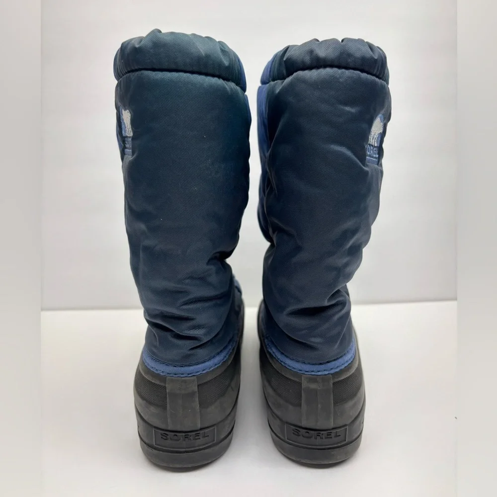 Sorel Blue and Black Kids' Winter Boots with Adjustable Strap, SZ 4